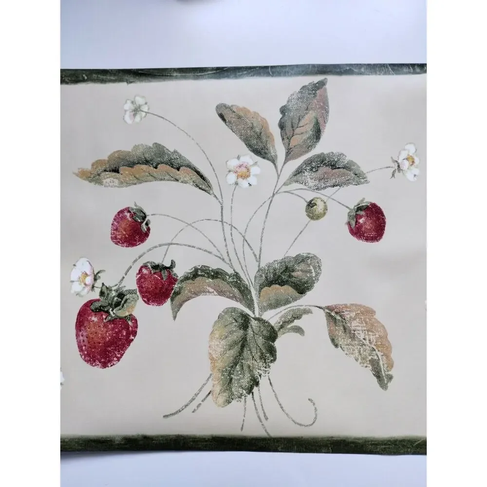 York Decorative Wall Border - Strawberries - Yellow - Green 5 yds - Pre-pasted